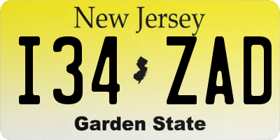 NJ license plate I34ZAD