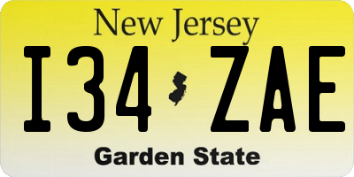 NJ license plate I34ZAE