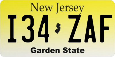 NJ license plate I34ZAF