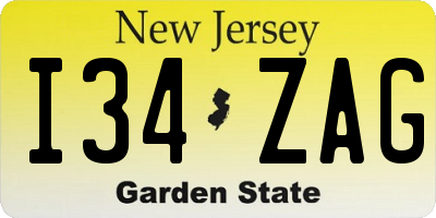 NJ license plate I34ZAG