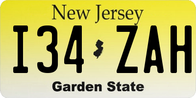 NJ license plate I34ZAH