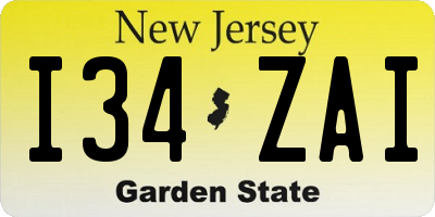 NJ license plate I34ZAI