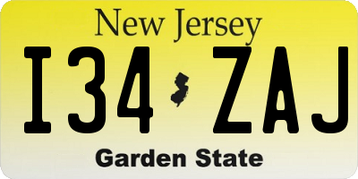 NJ license plate I34ZAJ