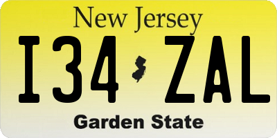 NJ license plate I34ZAL