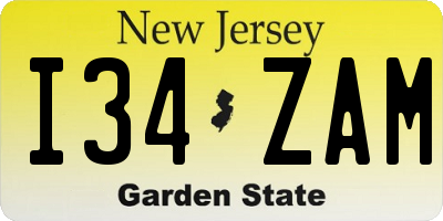 NJ license plate I34ZAM