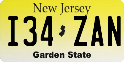 NJ license plate I34ZAN