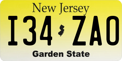 NJ license plate I34ZAO