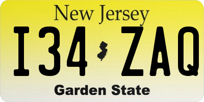 NJ license plate I34ZAQ