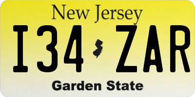 NJ license plate I34ZAR