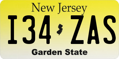 NJ license plate I34ZAS