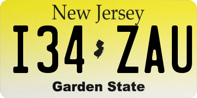 NJ license plate I34ZAU