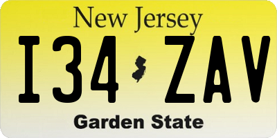 NJ license plate I34ZAV