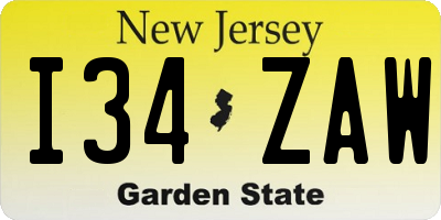 NJ license plate I34ZAW