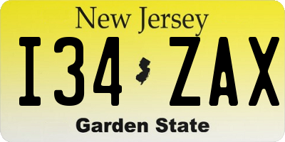NJ license plate I34ZAX