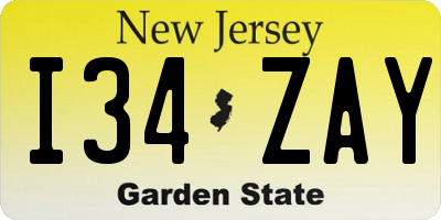 NJ license plate I34ZAY
