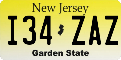NJ license plate I34ZAZ