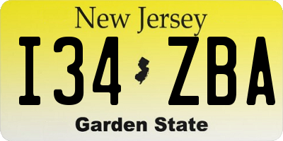 NJ license plate I34ZBA