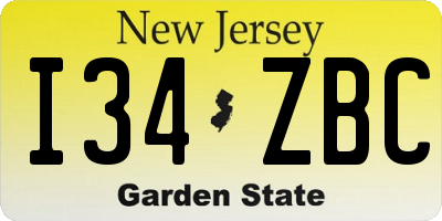 NJ license plate I34ZBC