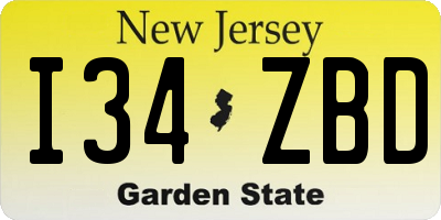 NJ license plate I34ZBD