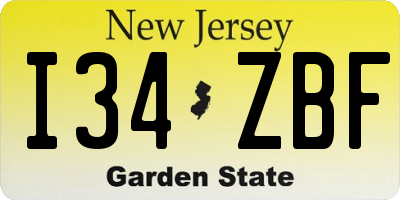 NJ license plate I34ZBF