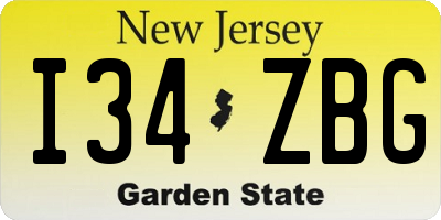 NJ license plate I34ZBG