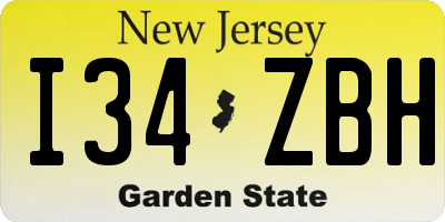 NJ license plate I34ZBH
