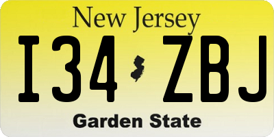 NJ license plate I34ZBJ
