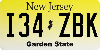 NJ license plate I34ZBK