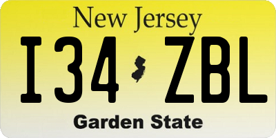 NJ license plate I34ZBL