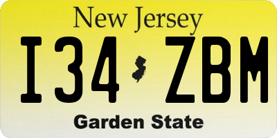 NJ license plate I34ZBM