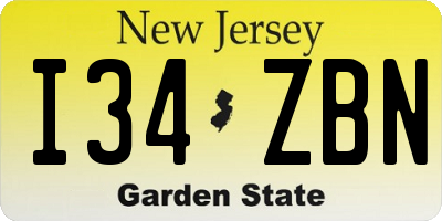 NJ license plate I34ZBN