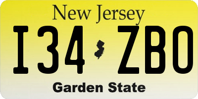 NJ license plate I34ZBO