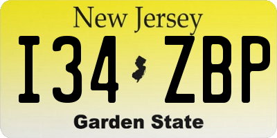 NJ license plate I34ZBP