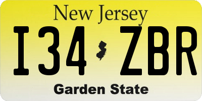 NJ license plate I34ZBR