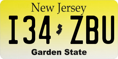 NJ license plate I34ZBU
