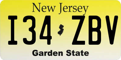 NJ license plate I34ZBV