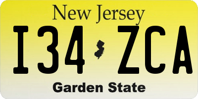 NJ license plate I34ZCA