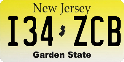NJ license plate I34ZCB