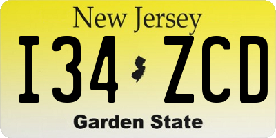 NJ license plate I34ZCD