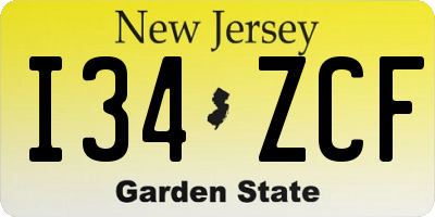 NJ license plate I34ZCF