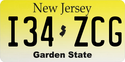 NJ license plate I34ZCG