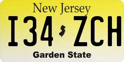 NJ license plate I34ZCH