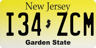 NJ license plate I34ZCM