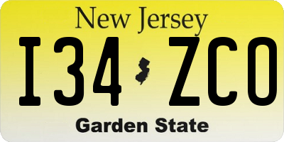 NJ license plate I34ZCO