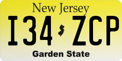 NJ license plate I34ZCP