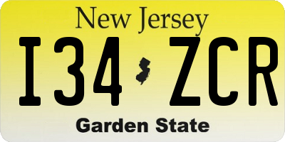 NJ license plate I34ZCR