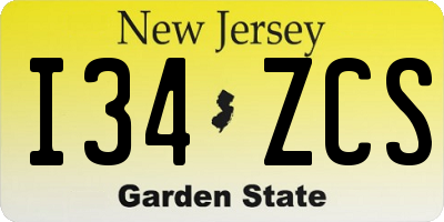 NJ license plate I34ZCS