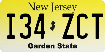 NJ license plate I34ZCT