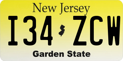 NJ license plate I34ZCW