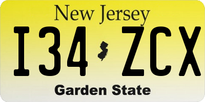 NJ license plate I34ZCX
